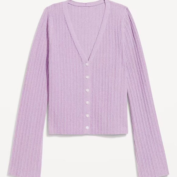 Old Navy Lavender Textured Bouclé Button-Down Sweater/NWT/S - Picture 4 of 13